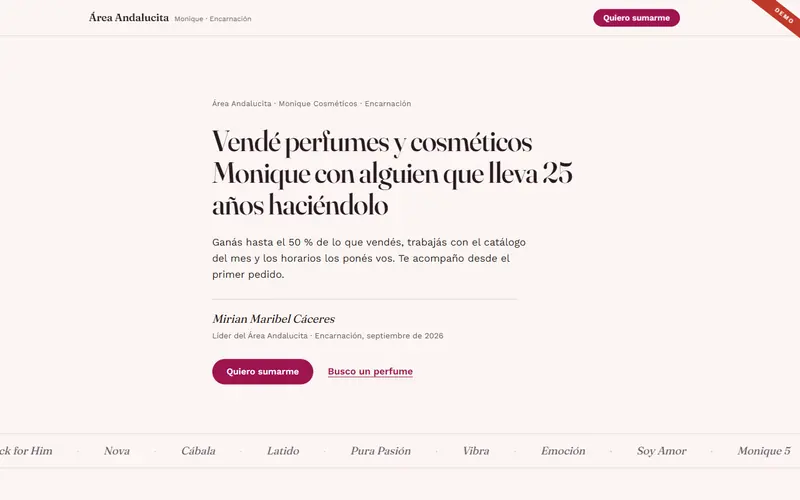 Demo de Monique · Área Andalucita